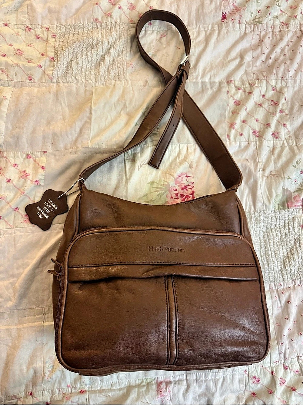 Vintage Hush Puppies Genuine Leather Shoulder/Crossbody Bag
